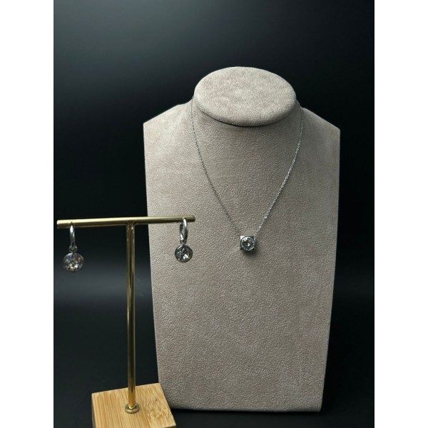 Parure Brilliant Collana e orecchini in acciaio punto luce