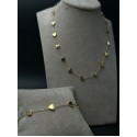 Parure Sweet Heart collana e bracciale catenella in acciaio dorato con elementi Cuori