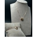 Parure Collana, Bracciale e orecchini Love Secret in acciaio rosato doppia catenella con cuore, chiave e punto luce