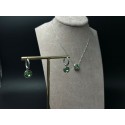 Parure Brilliant Collana e orecchini in acciaio punto luce verde chiaro