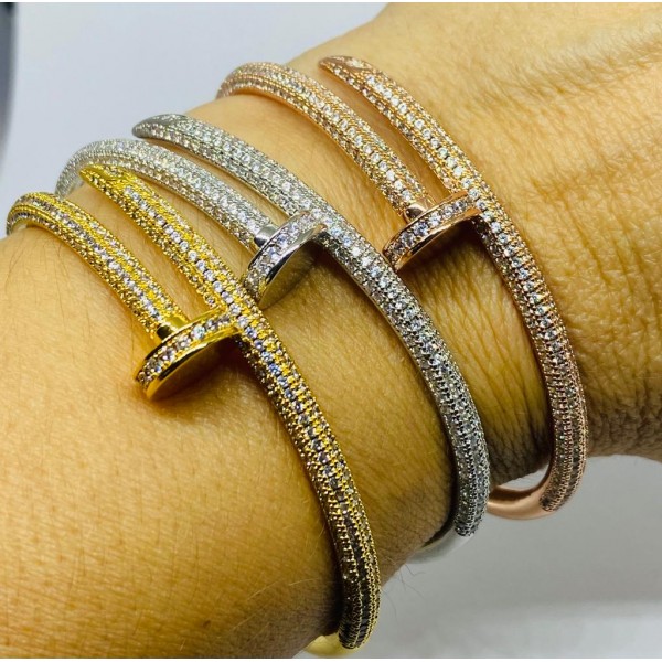 Bracciale chiodo in bronzo e zirconi