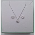 Parure collana e orecchini punti luce margherita in argento con zirconi bianchi