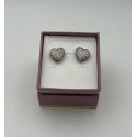 Orecchini cuore in argento con zirconi