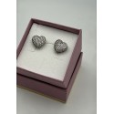 Orecchini cuore in argento con zirconi