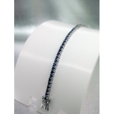 Bracciale tennis in argento 925 e zirconi blu