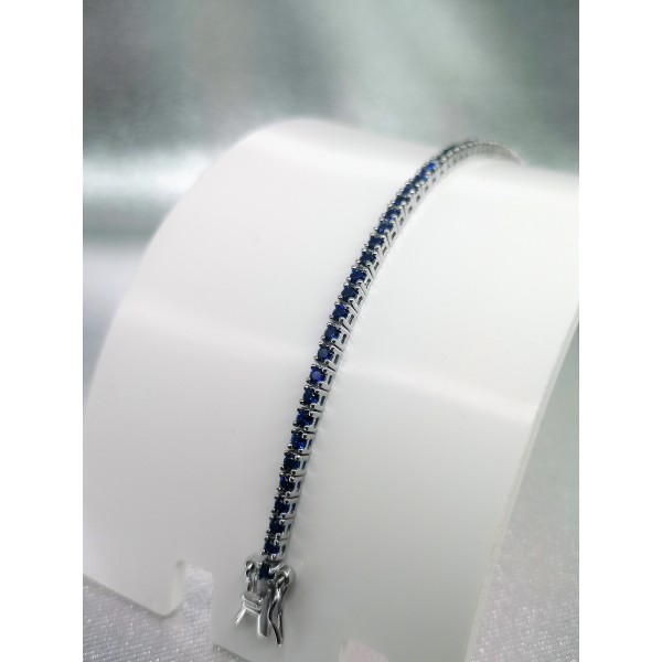 Bracciale tennis in argento 925 e zirconi blu