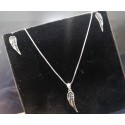 Parure collana e orecchini piuma con zirconi neri in argento 925