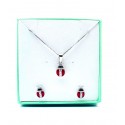 Parure collana veneziana con ciondolo e orecchini coccinelle in argento