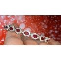 Bracciale tennis argento 925 pietre ovali rosse
