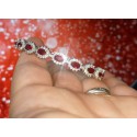 Bracciale tennis argento 925 pietre ovali rosse