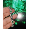 Bracciale tennis argento 925 pietre ovali verde