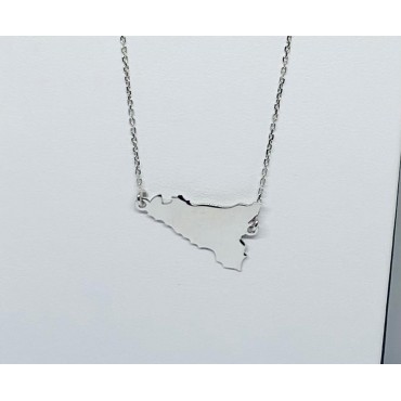 Collana con pendente Sicilia piastra liscia