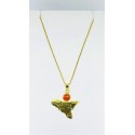 Collana con pendente Sicilia argento dorato e corallino