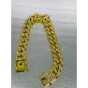 Bracciale grumetta acciaio dorato e zirconi