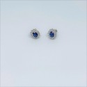 Orecchini argento ovali con centrale blu