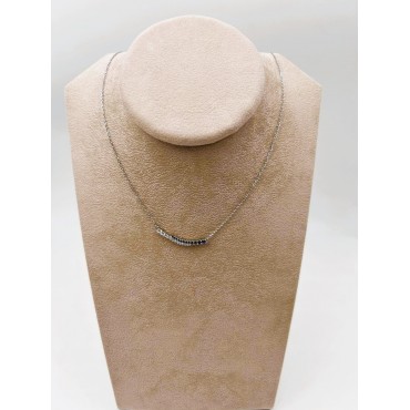 Collana con pendente tennis in argento 925 e zirconi bianchi e blu