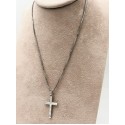 collana veneziana con croce piastrina in argento
