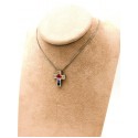 Collana veneziana con croce multicolor in argento