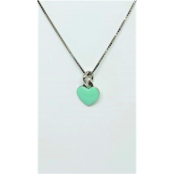 Collana con ciondolo/pendente cuore smaltato verde