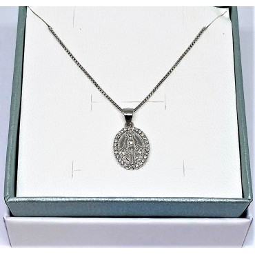 Collana con Madonna miracolosa argento&zirconi