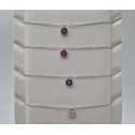 Collana punti luce margherita in argento con zirconi bianchi, blu, verde o rosso