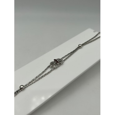 Bracciale vintage in argento con pietre rosse