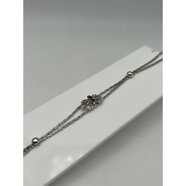 Bracciale vintage in argento con pietre rosse