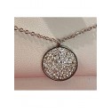Collana acciaio con ciondolo tondo acciaio&strass