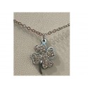 Collana acciaio con ciondolo quadrifoglio acciaio&strass
