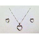 Orecchini cuore in argento e zirconi