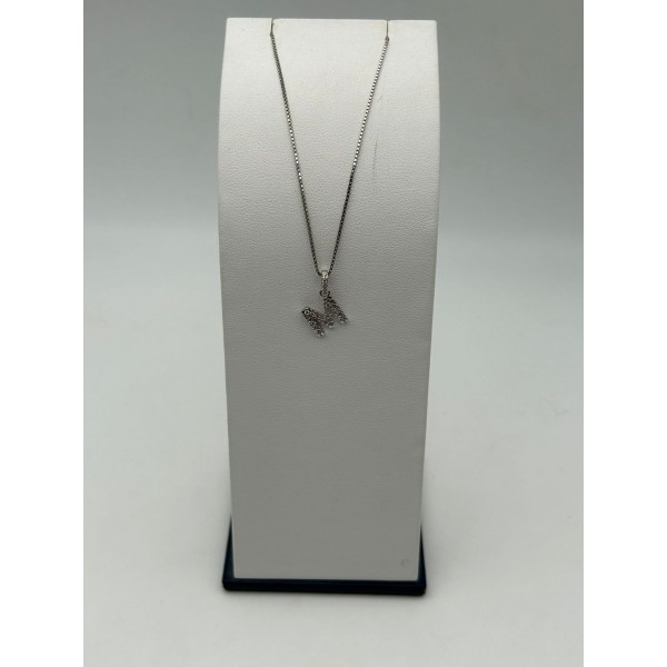 Collana con ciondolo lettera M argento e zirconi