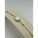 Bracciale in acciaio dorato con pietra dura bianca