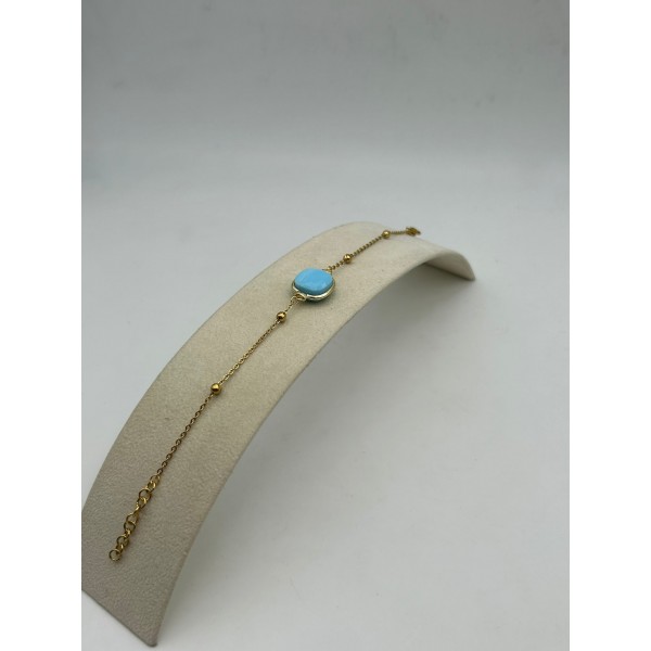 Bracciale in acciaio dorato con pietra dura turchese