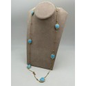 Collana in acciaio dorato con pietre dure turchese