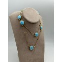 Collana in acciaio dorato con pietre dure turchese