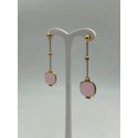 Orecchini in acciaio dorato con pietra dura rosa
