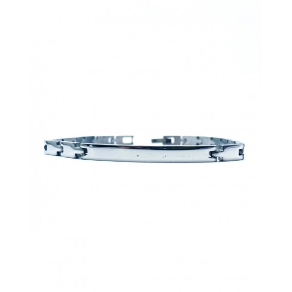 Bracciale Uomo Acciaio con targa maglie ad incastro lisce