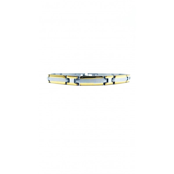 Bracciale Uomo Acciaio maglie rettangolari bicolore