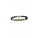 Bracciale caucciù e piastra centrale acciaio dorato con trama