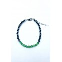 Bracciale in acciaio con ematite e perline color verde