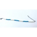 Bracciale in acciaio con perle e perline color turchese