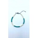 Bracciale in acciaio con perle e perline color verde