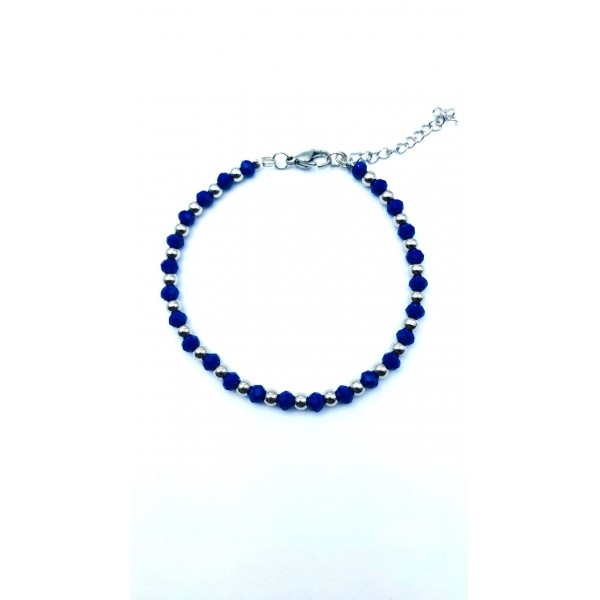 Bracciale in acciaio alternato a perline color blu