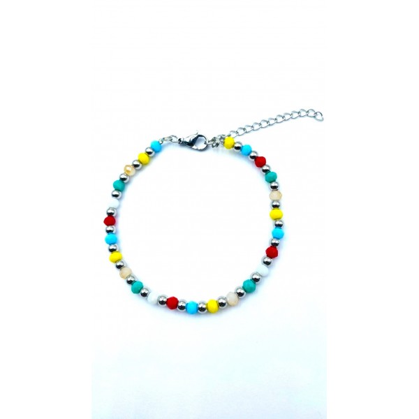 Bracciale in acciaio alternato a perline mix color