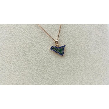 Collana in argento con ciondolo Sicilia e zirconi colorati