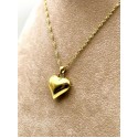 Collana Maglia Forzatina con Pendente Cuore Bombato in Acciaio Dorato