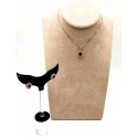 Parure collana con ciondolo e orecchini in argento con centrale rosso e cornice di zirconi