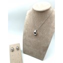 Parure Collana Maglia Forzatina con Pendente Goccia e Orecchini a Lobo Goccia in Argento 925