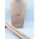 Parure collana e bracciale in argento con ciondoli farfalla quadrifogli tubicini martellati e nodini