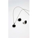 Collana argento con ciondolo tondo nero zirconato